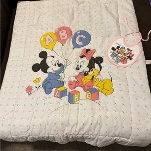 1984 Disney Mickey & Minnie Baby Blanket with Bib